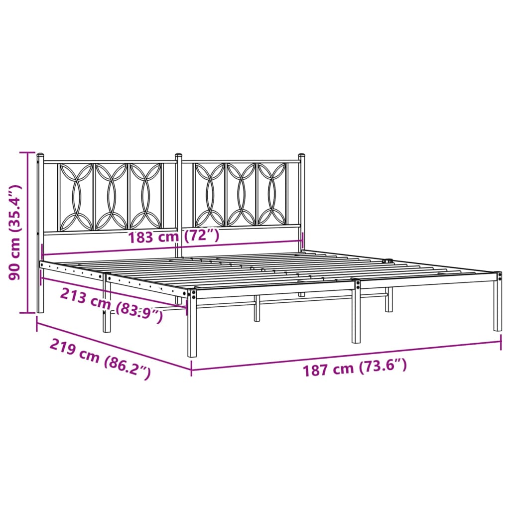 Giroletto con Testiera in Metallo Nero 183x213 cm | homemem39