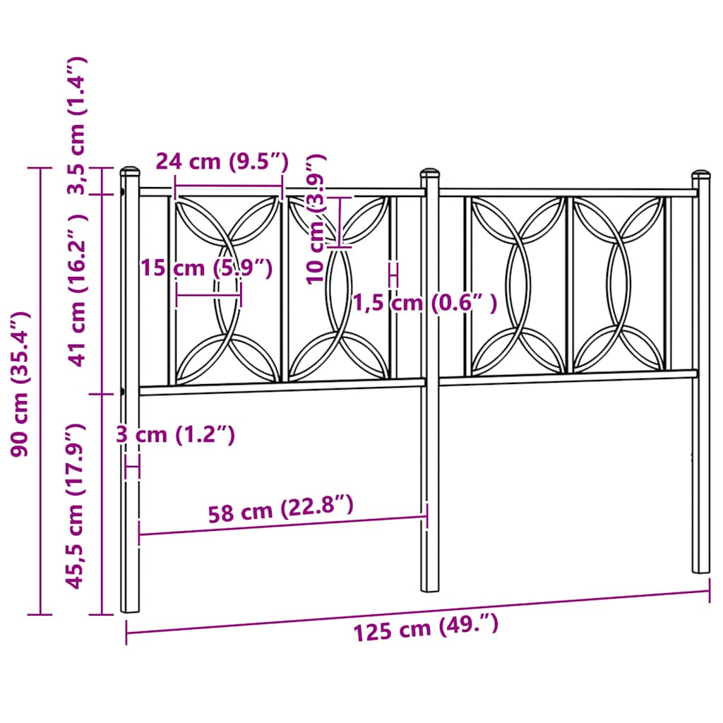 Testiera di Ricambio in Metallo Nero 107 cm | homemem39