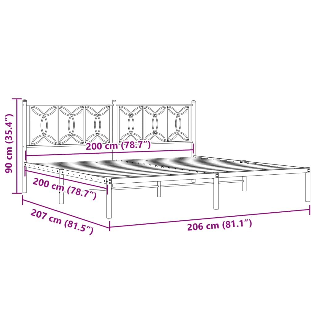 Giroletto con Testiera Metallo Bianco 200x200 cm | homemem39
