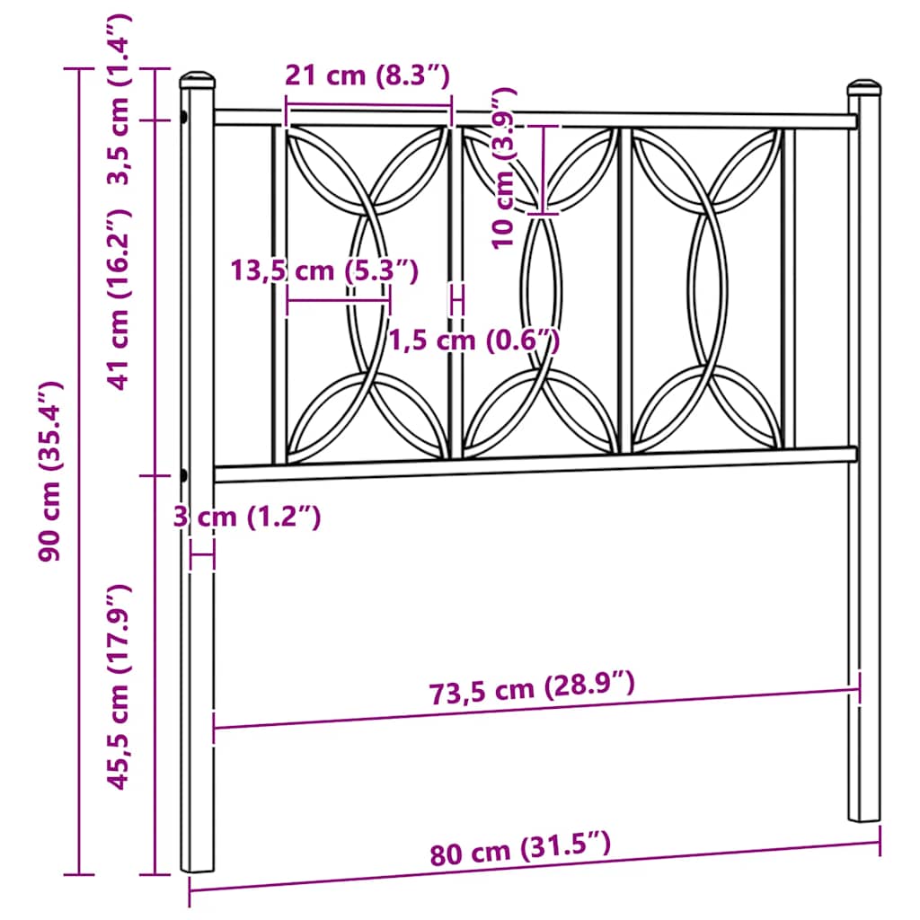Testiera di Ricambio in Metallo Bianco 75 cm | homemem39