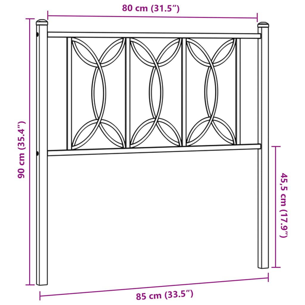 Testiera in Metallo Bianco 80 cm
