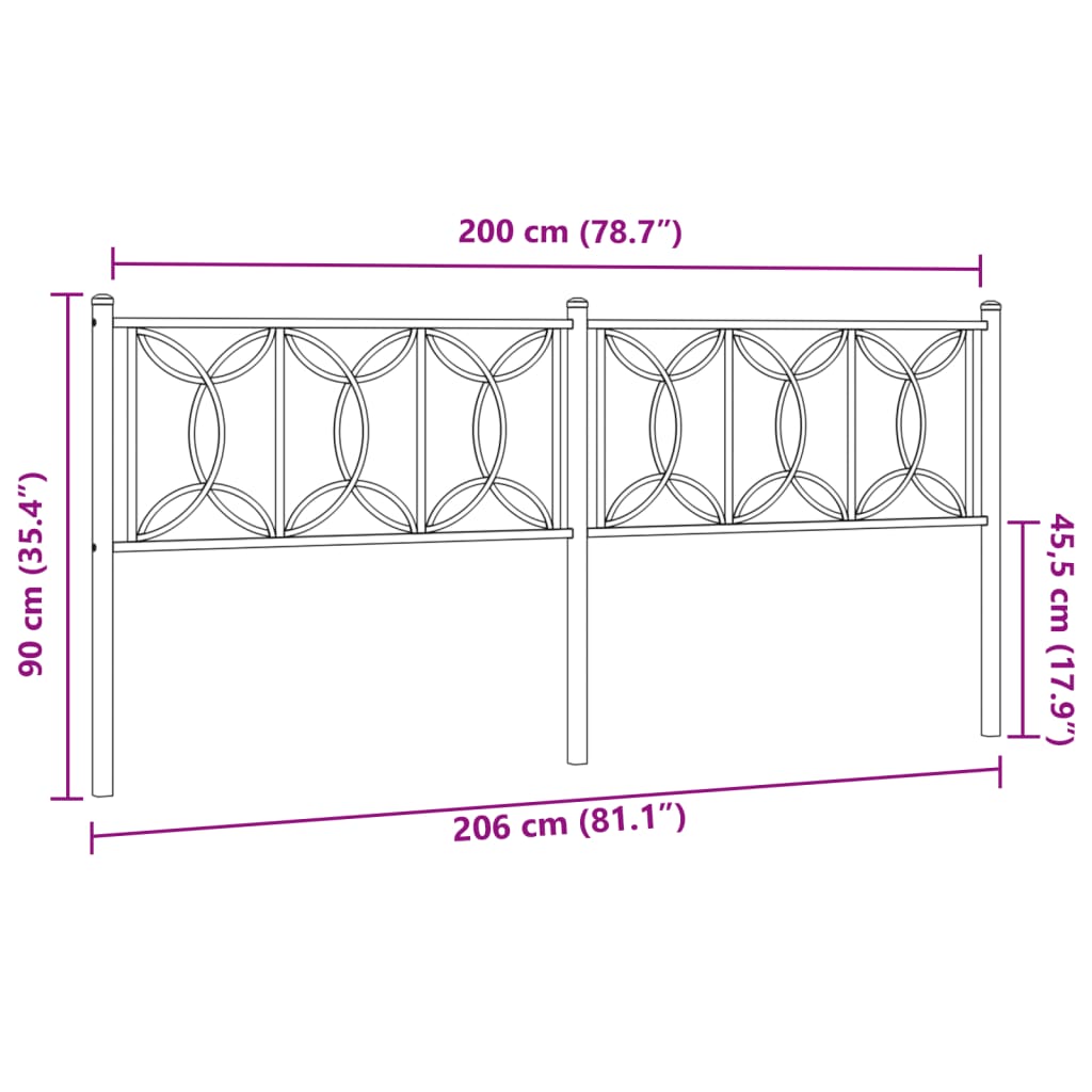 Testiera di Ricambio in Metallo Bianco 200 cm | homemem39