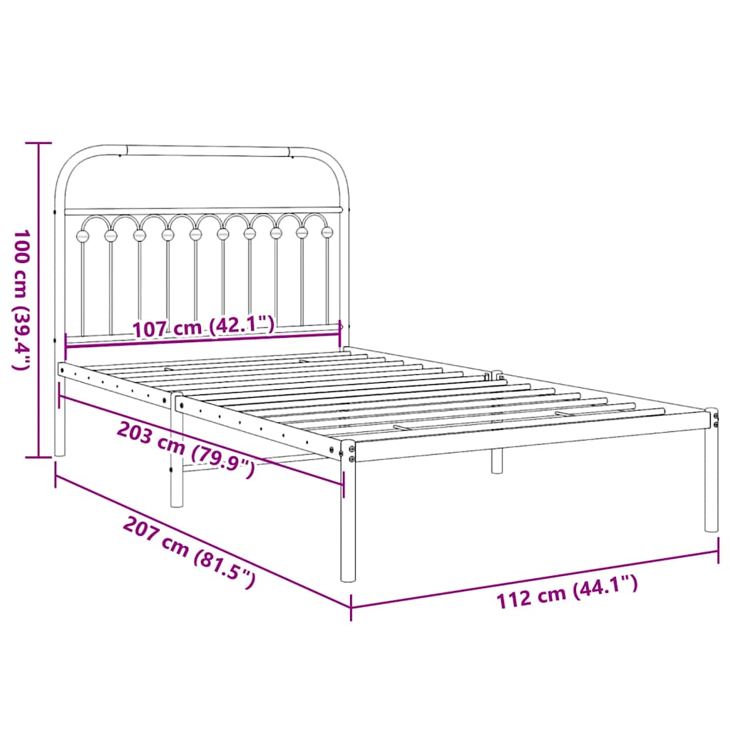 Giroletto con Testiera Metallo Bianco 107x203 cm | homemem39