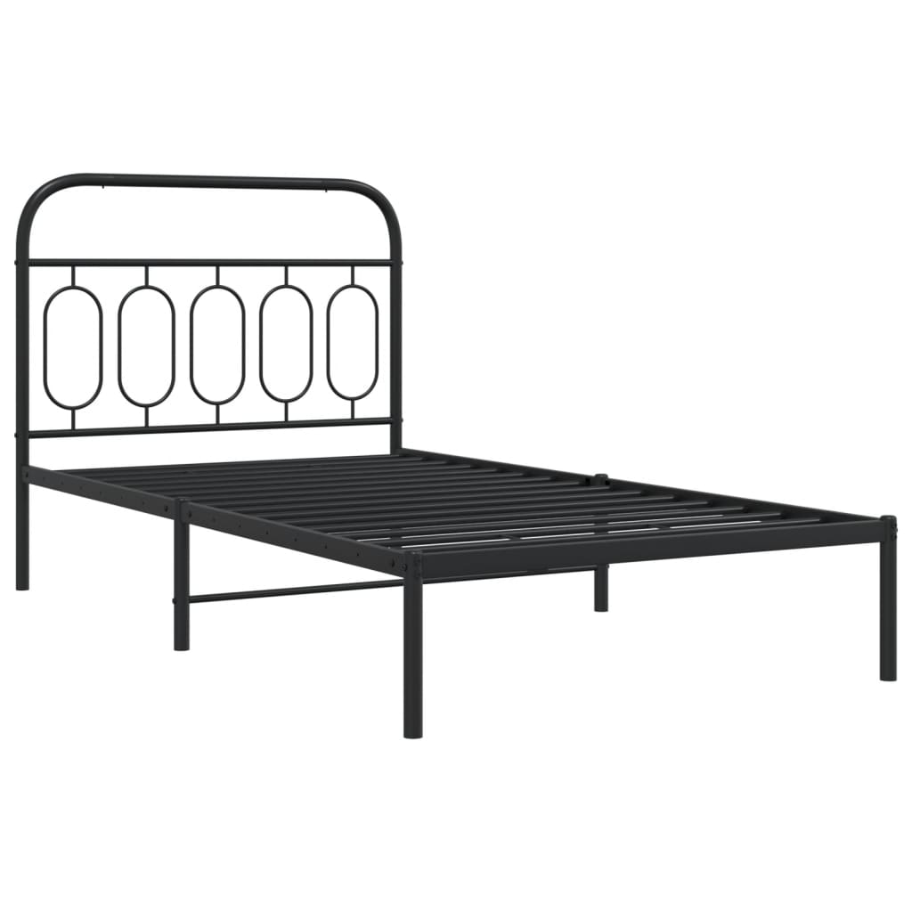 Giroletto con Testiera in Metallo Nero 100x190 cm