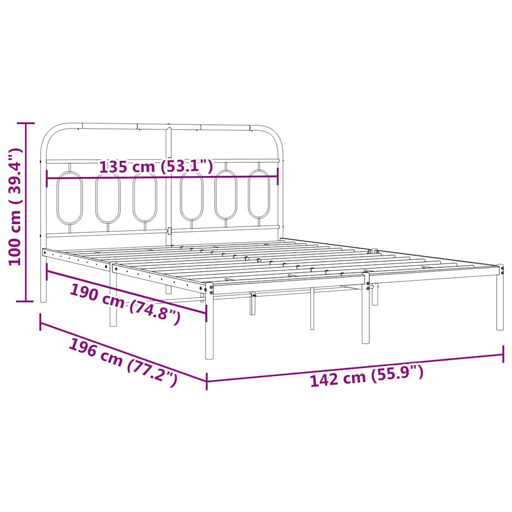 Giroletto con Testiera in Metallo Nero 135x190 cm | homemem39