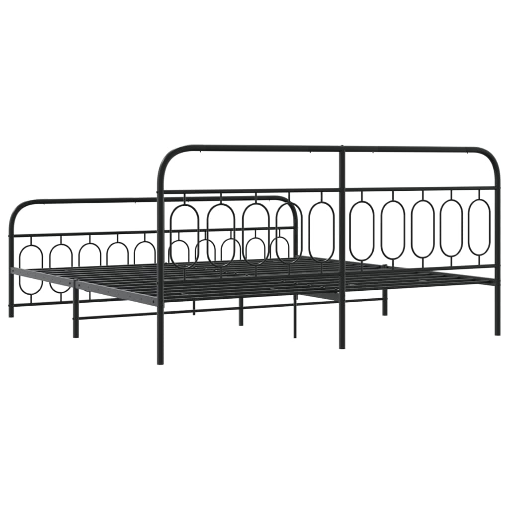 Giroletto con Testiera e Pediera Metallo Nero 200x200 cm
