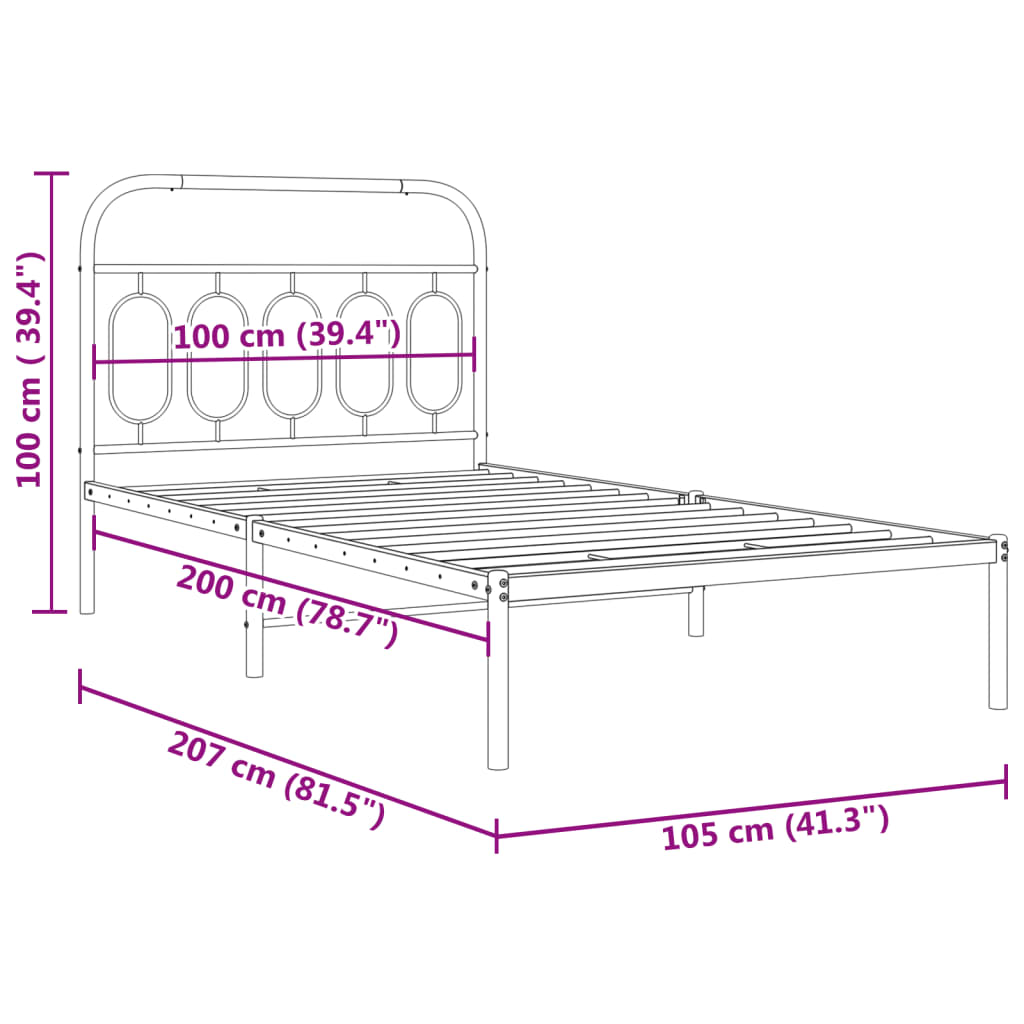 Giroletto con Testiera Metallo Bianco 100x200 cm | homemem39