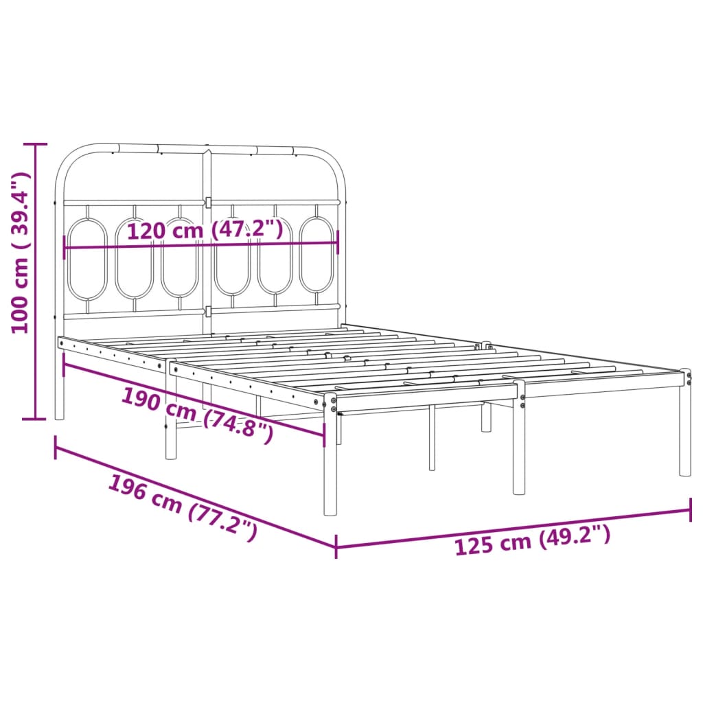 Giroletto con Testiera Metallo Bianco 120x190 cm | homemem39
