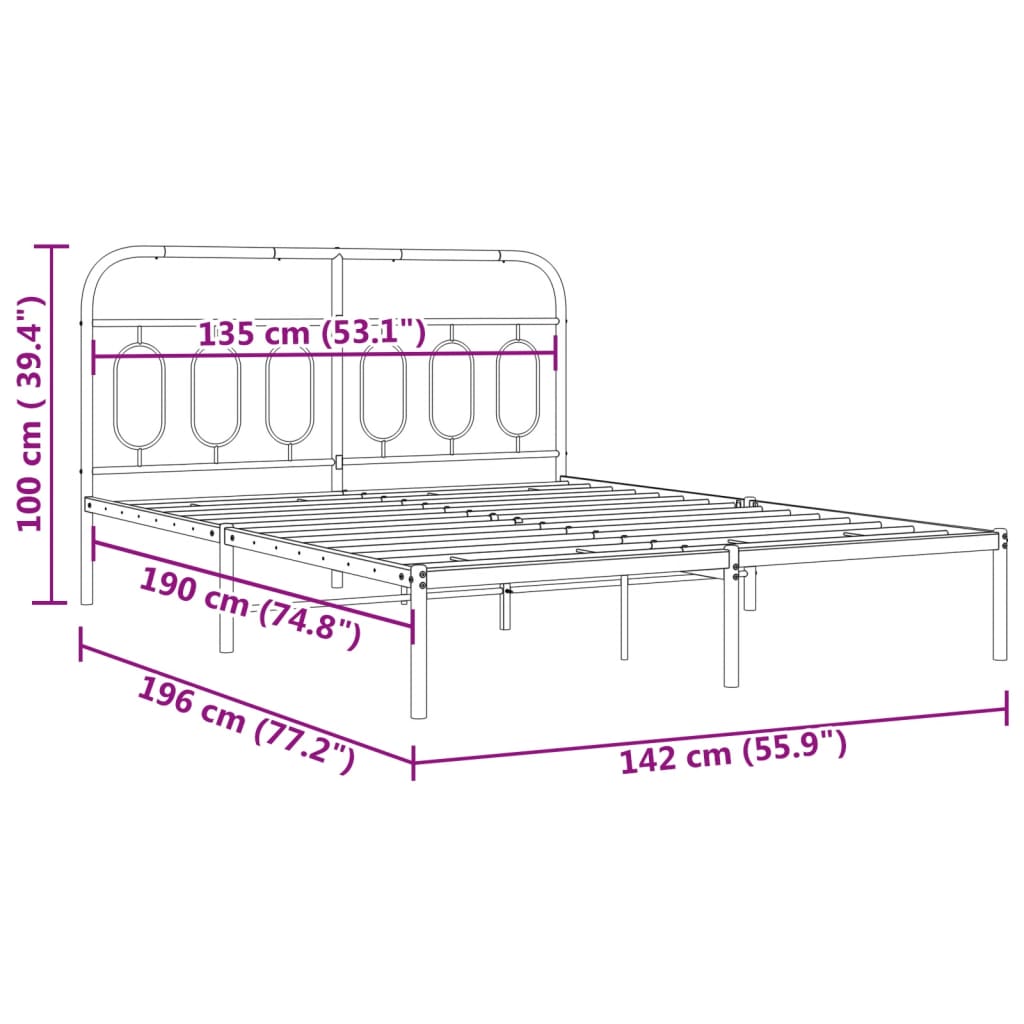 Giroletto con Testiera Metallo Bianco 135x190 cm | homemem39
