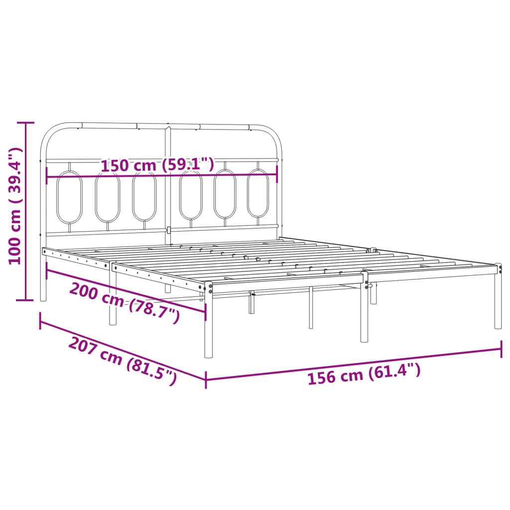 Giroletto con Testiera Metallo Bianco 150x200 cm | homemem39