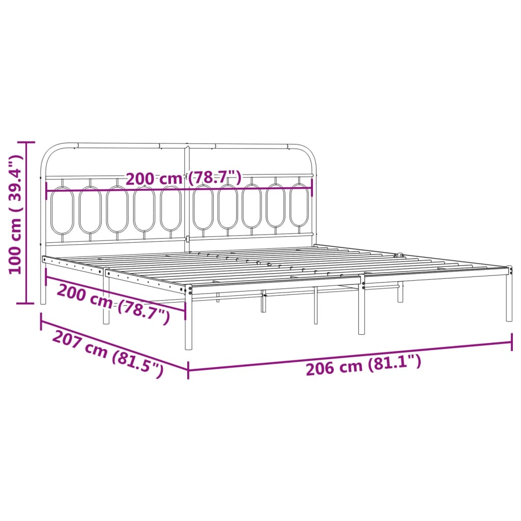 Giroletto con Testiera Metallo Bianco 200x200 cm | homemem39