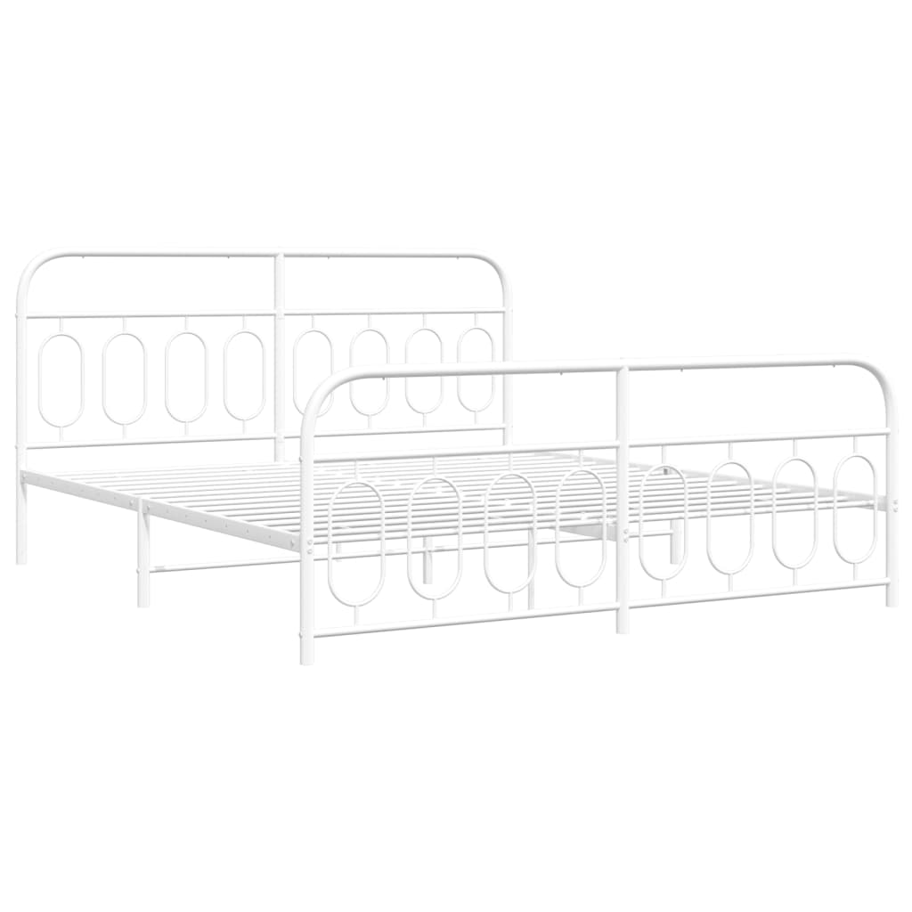 Giroletto con Testiera e Pediera Metallo Bianco 180x200 cm