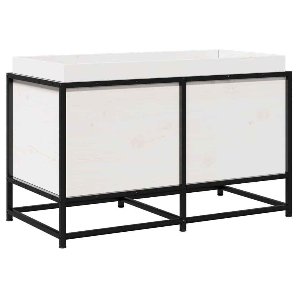 Fioriera da Giardino Bianca 80x40x50 cm Legno Massello di Pino - homemem39