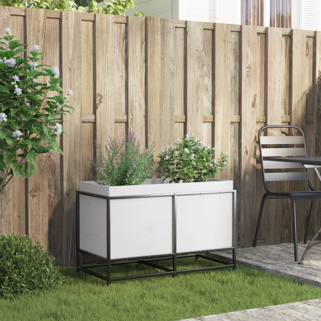 Fioriera da Giardino Bianca 80x40x50 cm Legno Massello di Pino - homemem39