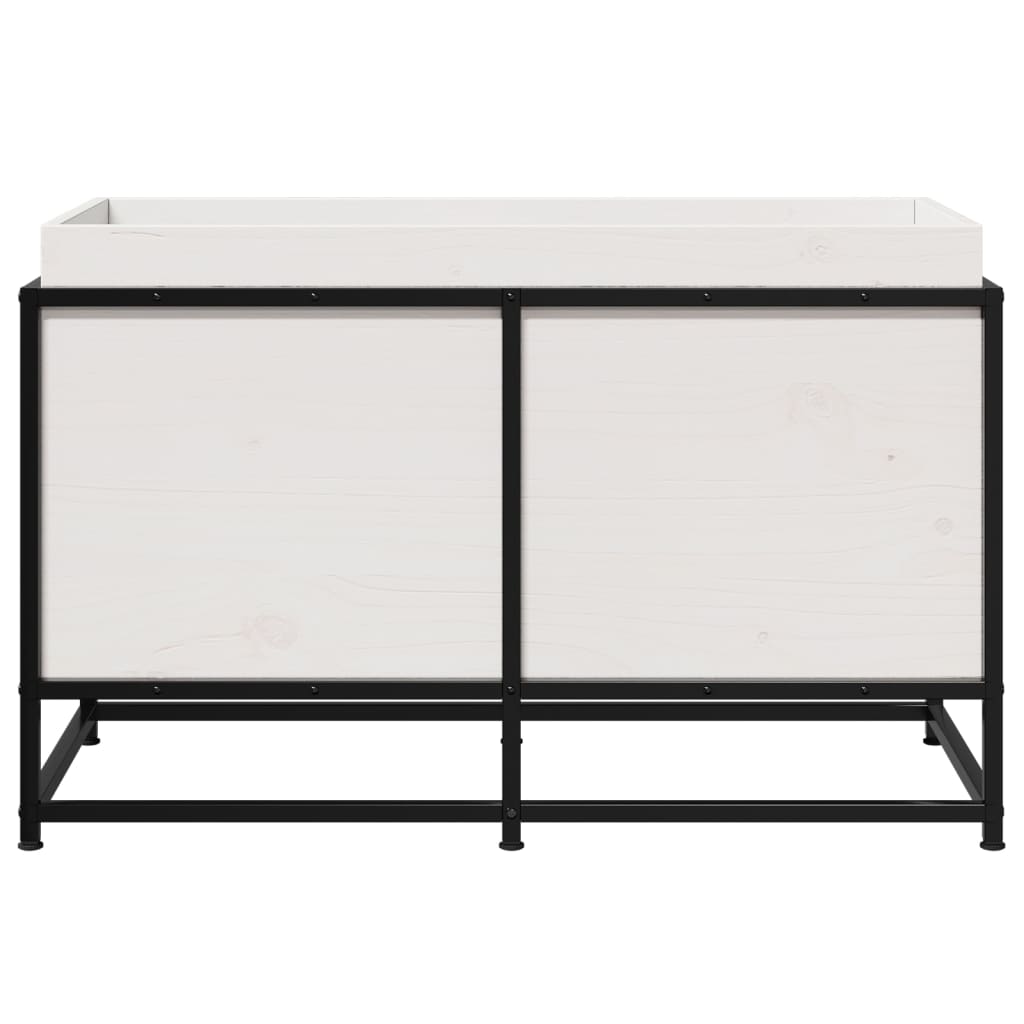 Fioriera da Giardino Bianca 80x40x50 cm Legno Massello di Pino - homemem39