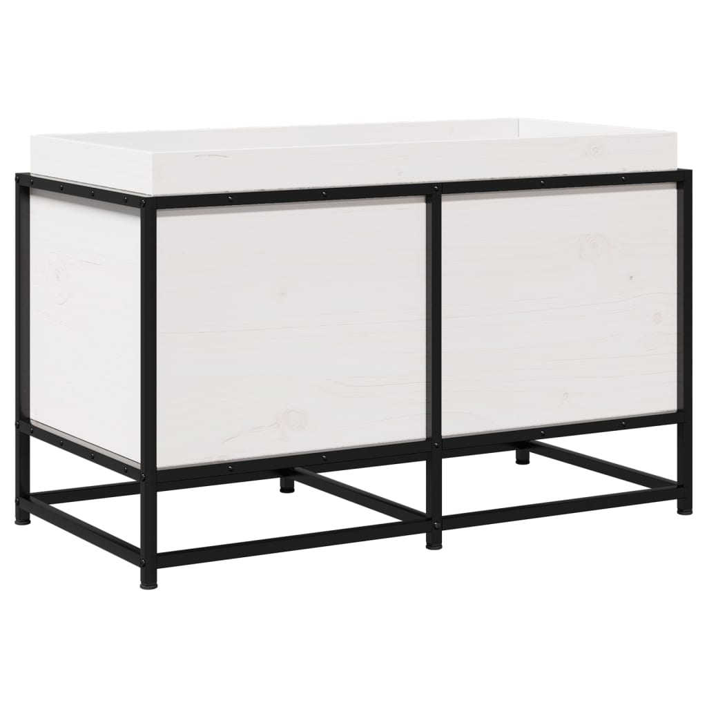 Fioriera da Giardino Bianca 80x40x50 cm Legno Massello di Pino - homemem39