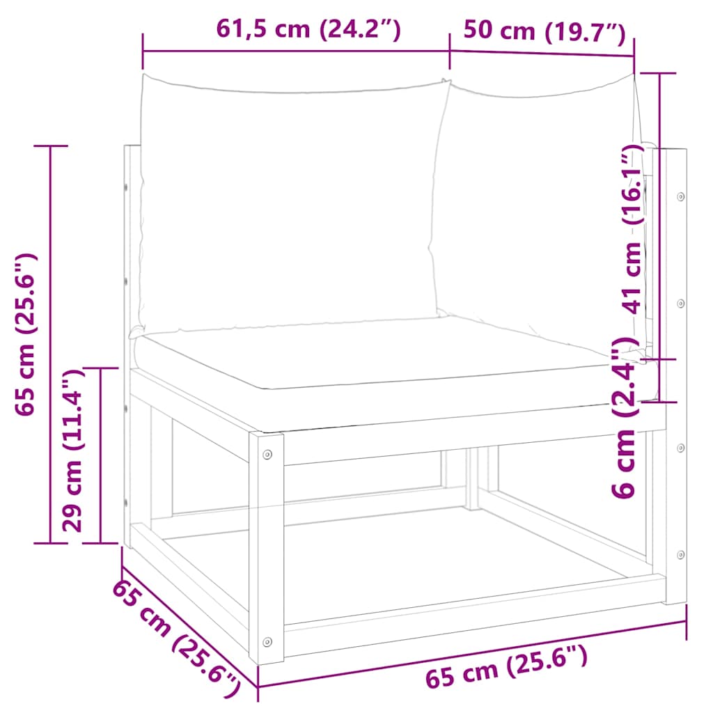 Divano da giardino angolare con cuscini in legno di acacia e rattan | homemem39