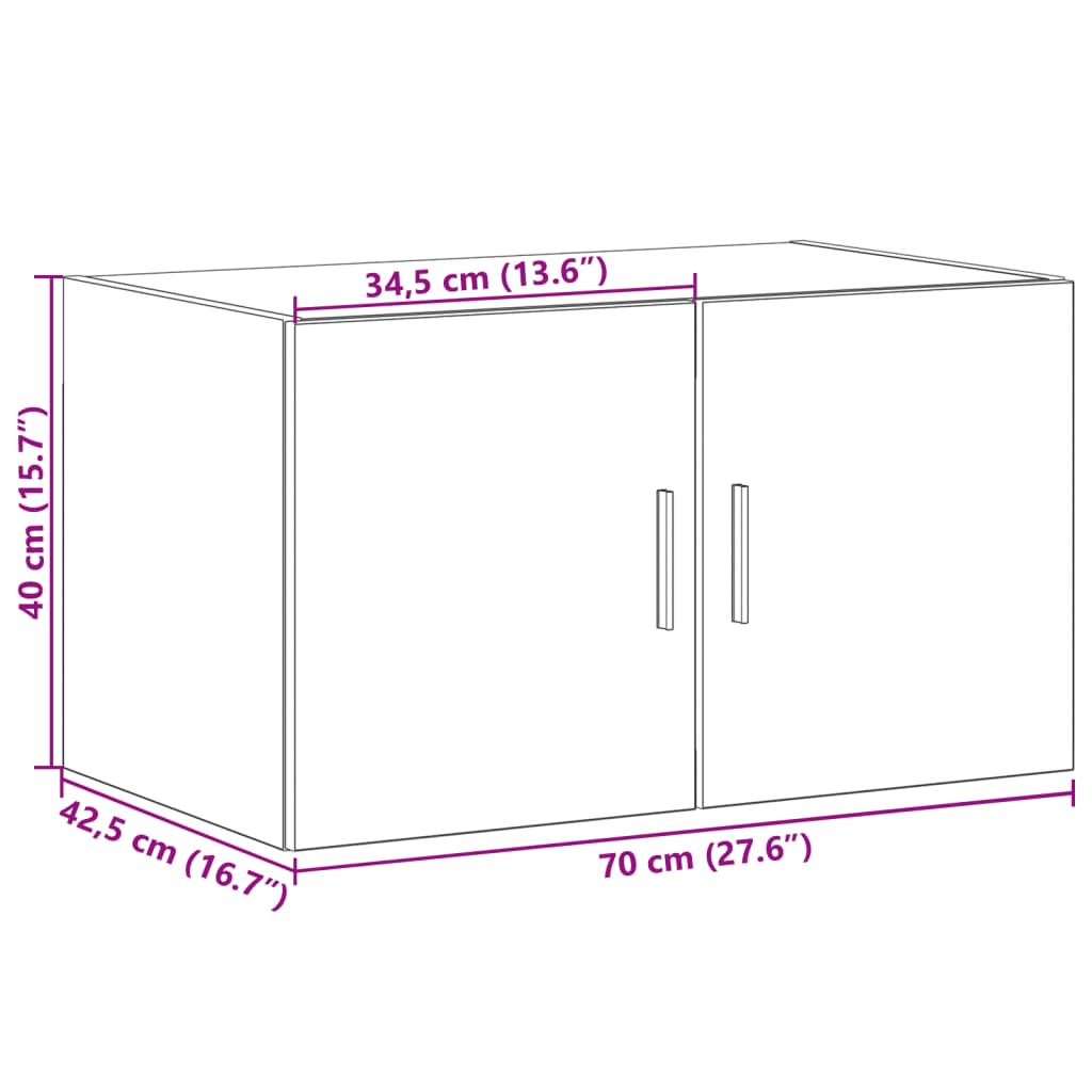 Mobile a Parete Grigio Cemento 70x42,5x40 cm Legno Multistrato - homemem39