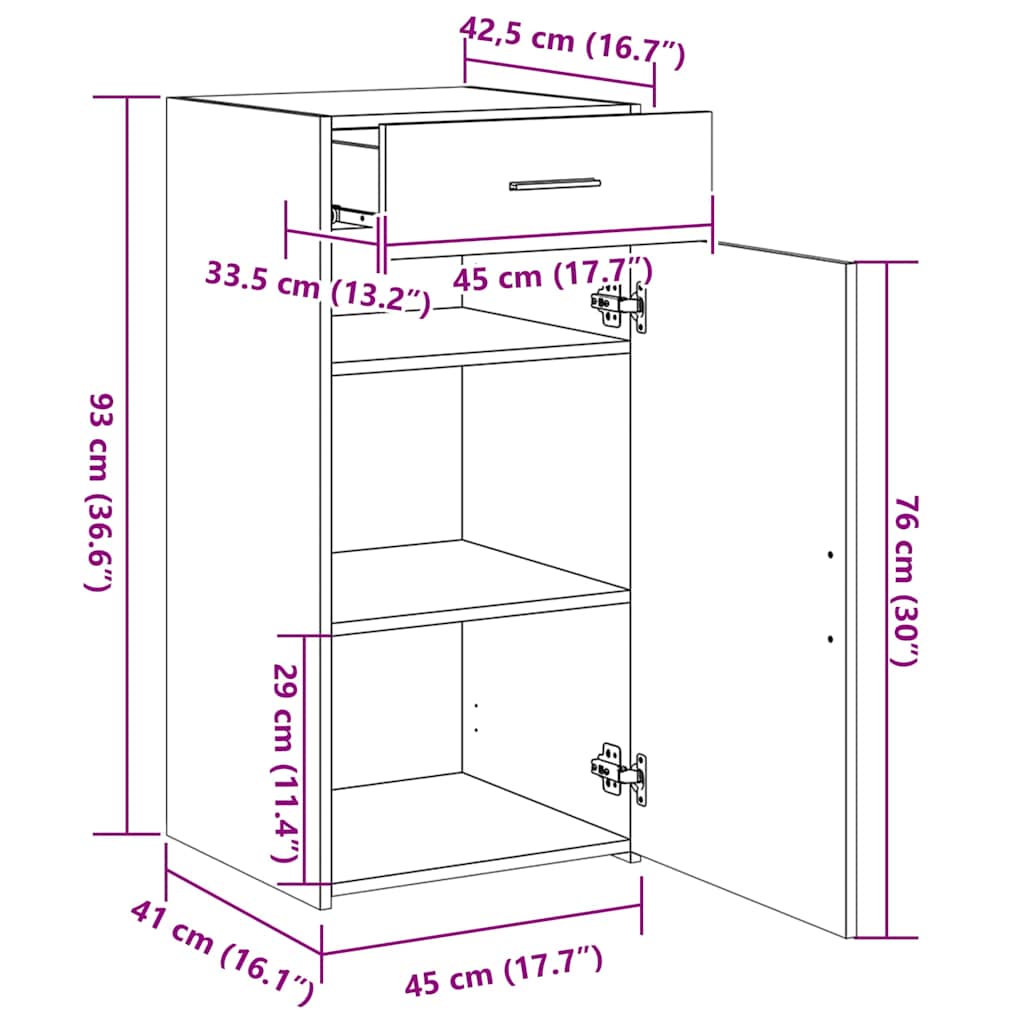 Credenza Grigio Sonoma 45x42,5x93 cm in Legno Multistrato | homemem39