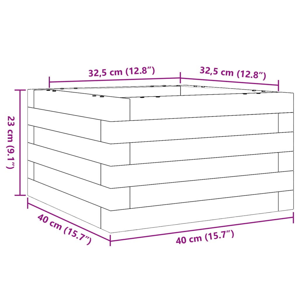 Fioriera da Giardino 40x40x23 cm in Legno di Pino Impregnato | homemem39
