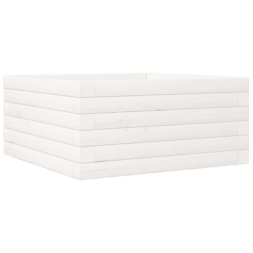 Fioriera da Giardino Bianca 50x50x23 cm Legno Massello di Pino - homemem39