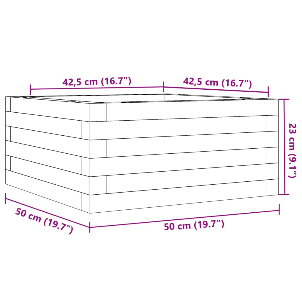 Fioriera da Giardino 50x50x23 cm in Legno Massello di Douglas | homemem39