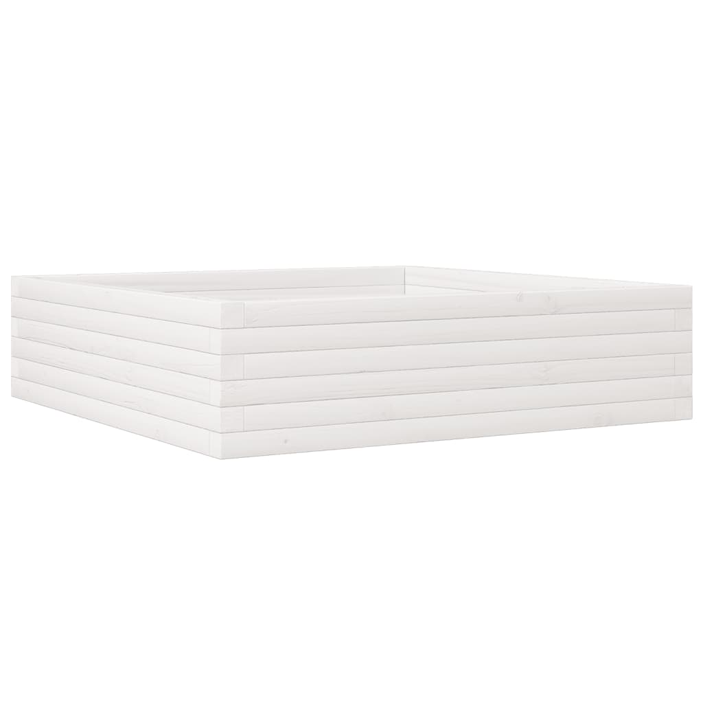 Fioriera da Giardino Bianca 90x90x23 cm Legno Massello di Pino
