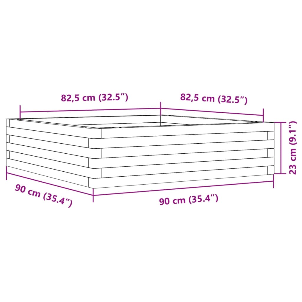 Fioriera da Giardino Bianca 90x90x23 cm Legno Massello di Pino - homemem39
