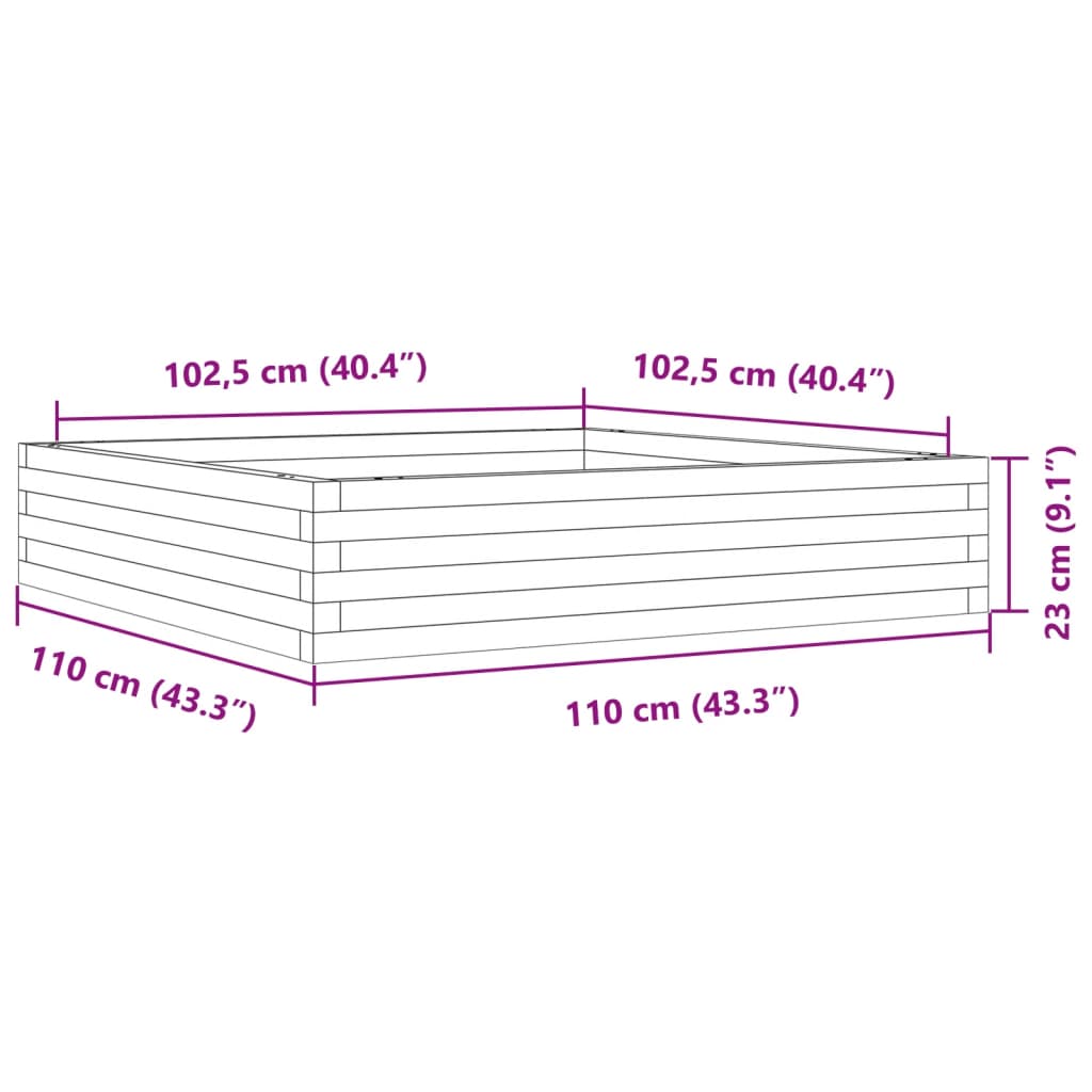Fioriera Giardino Marrone Cera 110x110x23cm Legno Massello Pino | homemem39