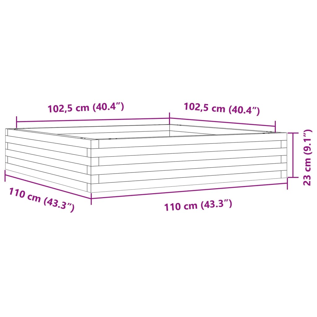 Fioriera da Giardino 110x110x23 cm in Legno di Pino Impregnato - homemem39