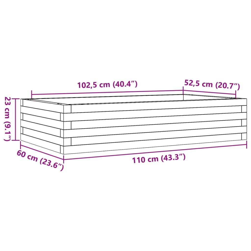 Fioriera da Giardino Bianca 110x60x23 cm Legno Massello Pino