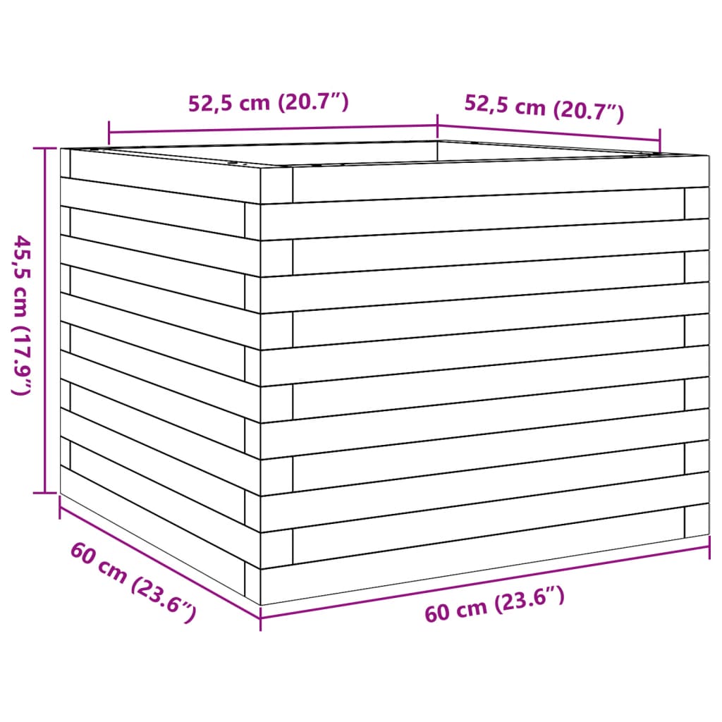 Fioriera Giardino Marrone Cera 60x60x45,5cm Legno Massello Pino | homemem39