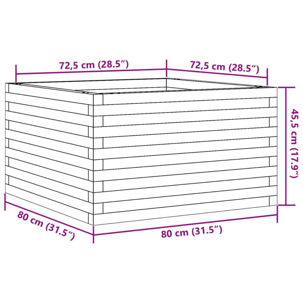 Fioriera da Giardino Bianca 80x80x45,5cm Legno Massello di Pino - homemem39