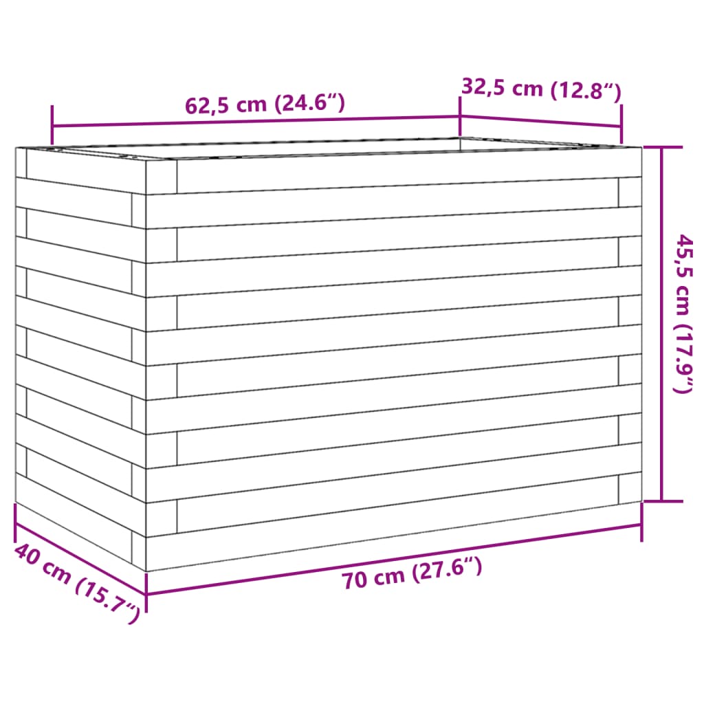 Fioriera da Giardino 70x40x45,5 cm in Legno di Pino Impregnato - homemem39