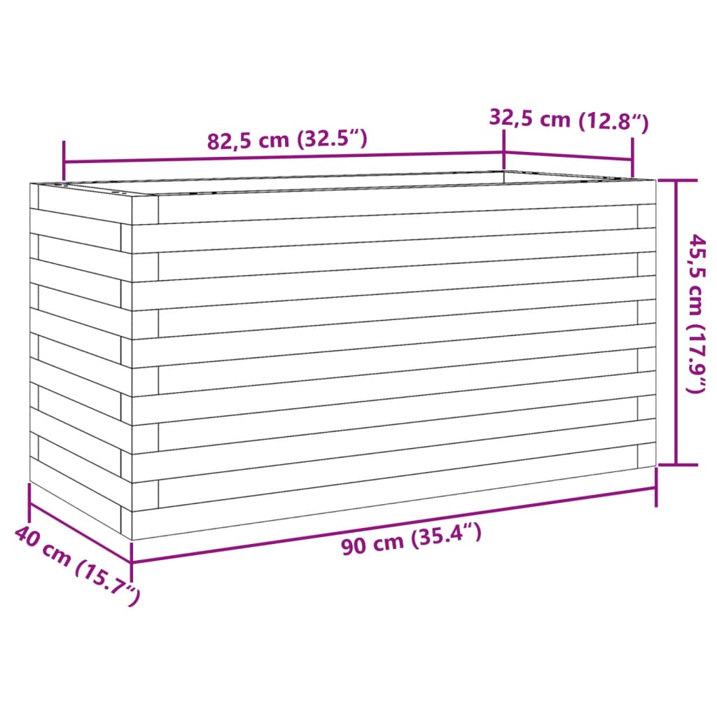 Fioriera da Giardino 90x40x45,5 cm in Legno Massello di Pino
