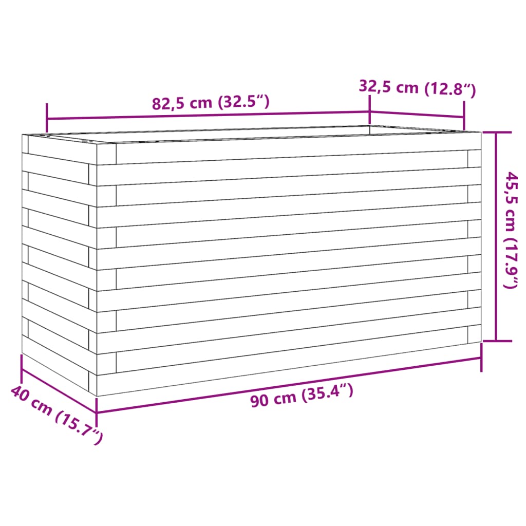Fioriera da Giardino Bianca 90x40x45,5cm Legno Massello di Pino | homemem39