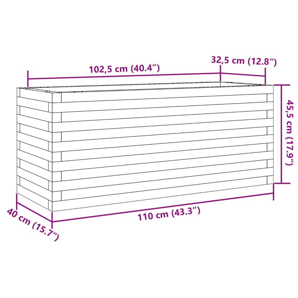 Fioriera Giardino 110x40x45,5cm Legno Massello Pino | homemem39