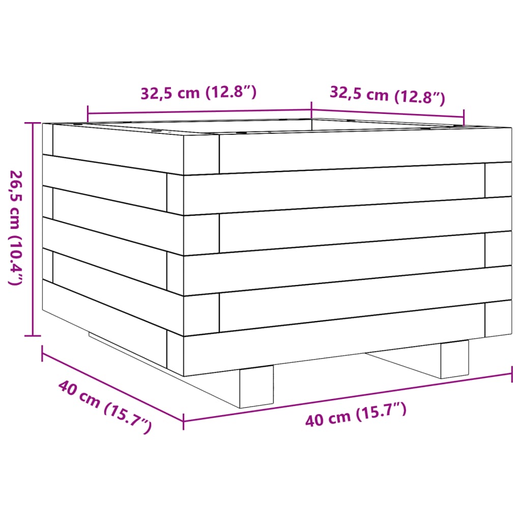 Fioriera da Giardino 40x40x26,5 cm in Legno Massello di Pino | homemem39