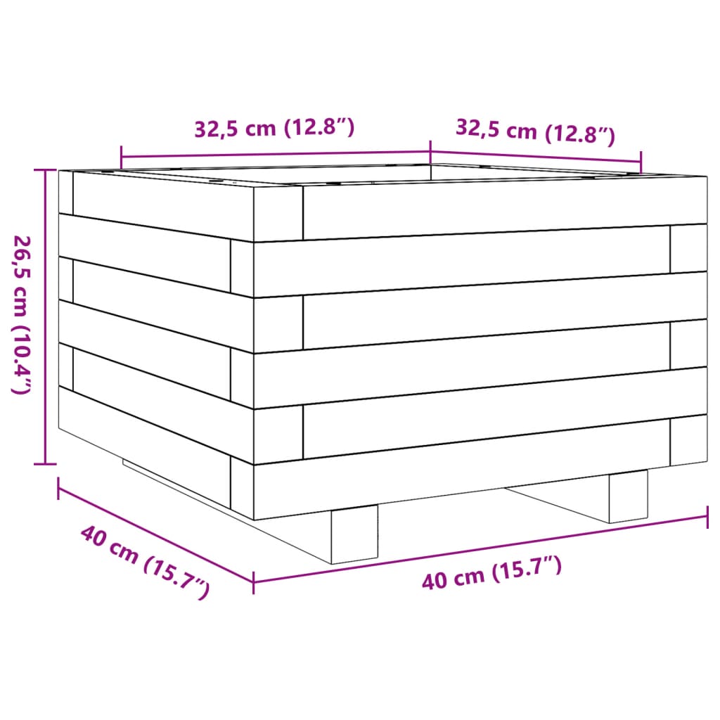 Fioriera da Giardino 40x40x26,5 cm in Legno di Pino Impregnato | homemem39
