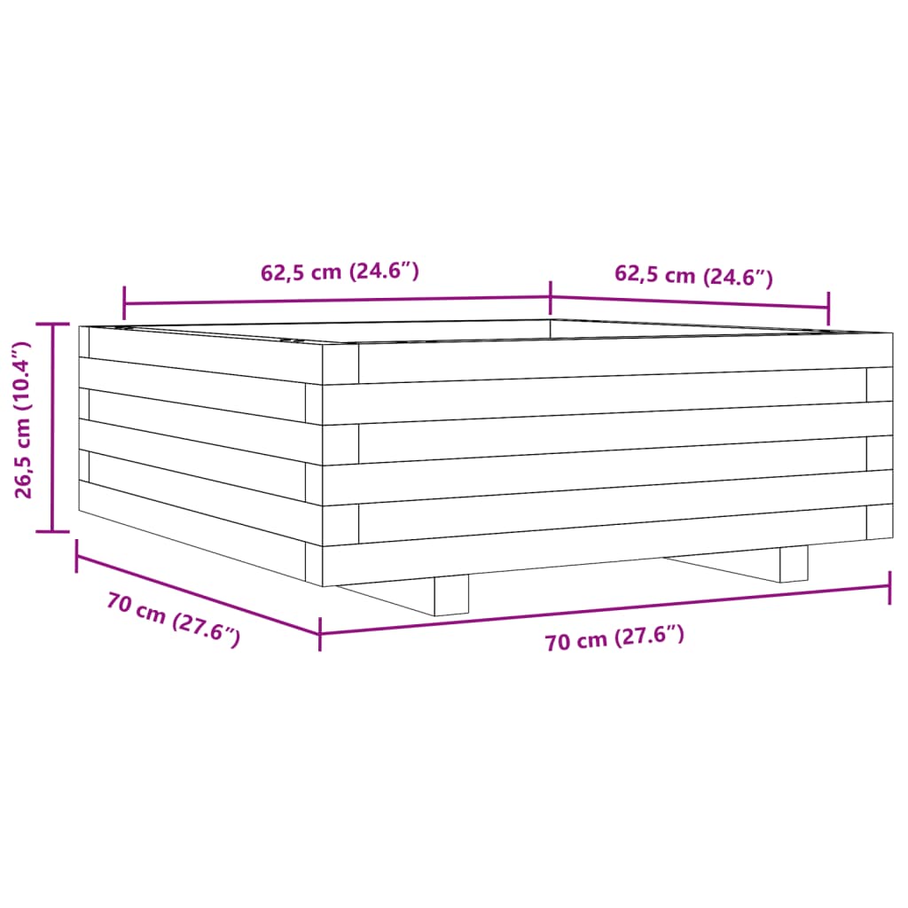 Fioriera da Giardino Bianca 70x70x26,5cm Legno Massello di Pino - homemem39