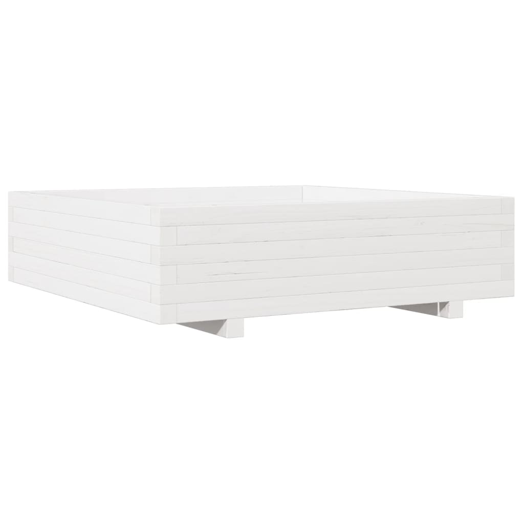 Fioriera da Giardino Bianca 90x90x26,5cm Legno Massello di Pino - homemem39