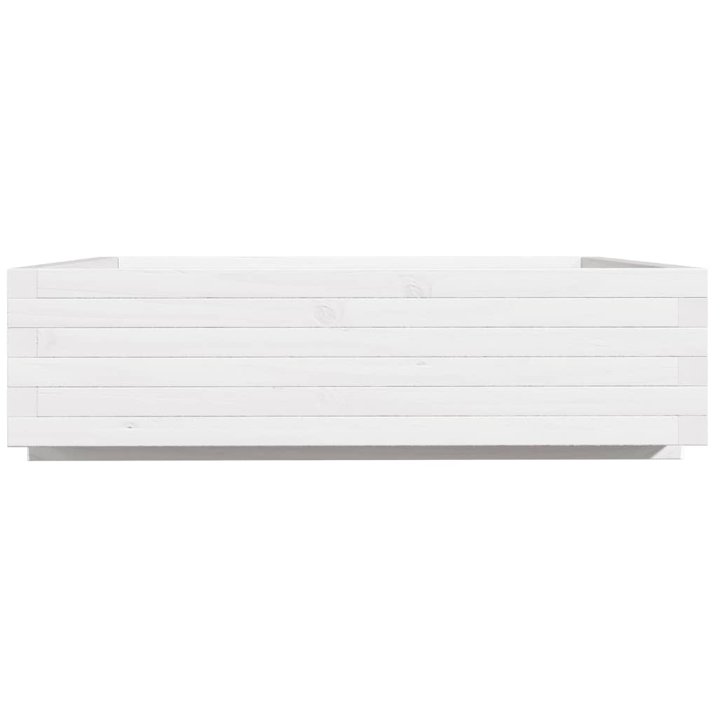 Fioriera da Giardino Bianca 90x90x26,5cm Legno Massello di Pino - homemem39