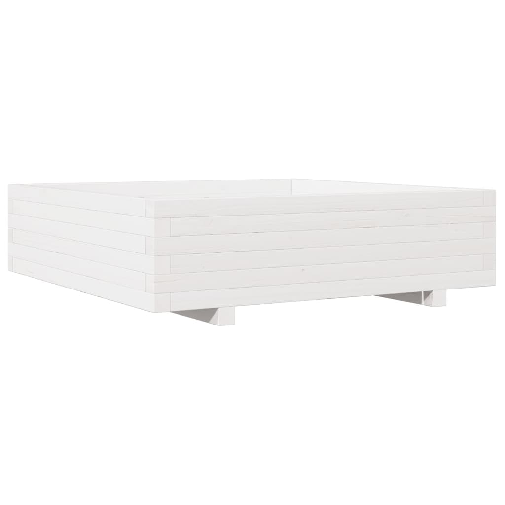 Fioriera da Giardino Bianca 90x90x26,5cm Legno Massello di Pino - homemem39