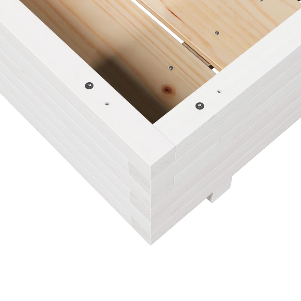 Fioriera da Giardino Bianca 90x90x26,5cm Legno Massello di Pino - homemem39