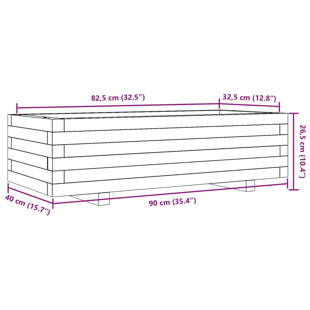 Fioriera Giardino Marrone Cera 90x40x26,5cm Legno Massello Pino