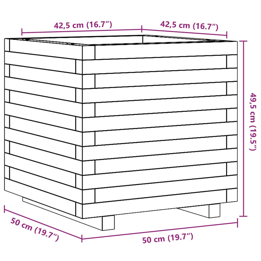 Fioriera Giardino Marrone Cera 50x50x49,5cm Legno Massello Pino | homemem39