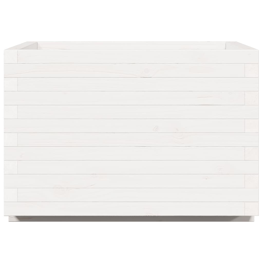 Fioriera da Giardino Bianca 70x70x49,5cm Legno Massello di Pino