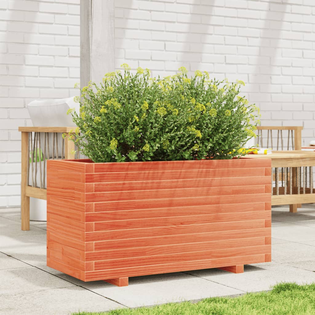 Fioriera Giardino Marrone Cera 90x40x49,5cm Legno Massello Pino - homemem39