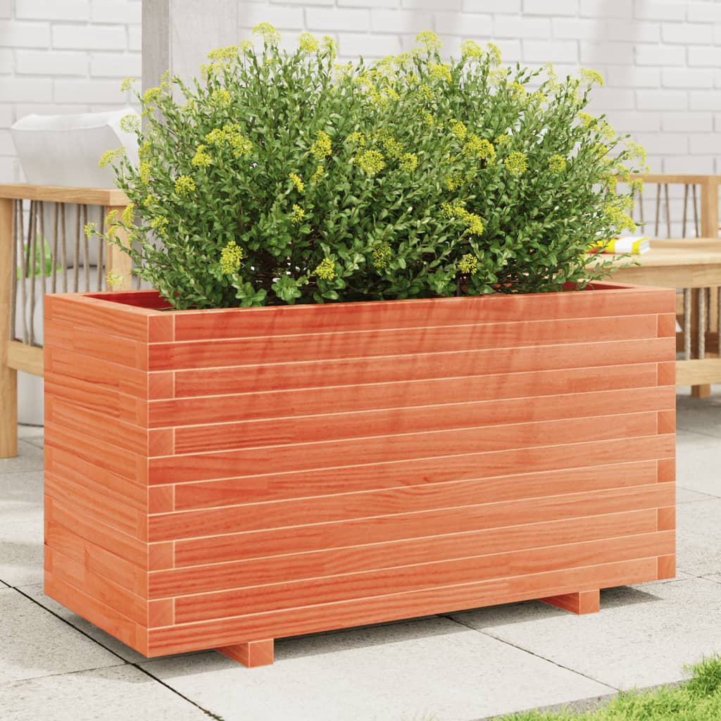 Fioriera Giardino Marrone Cera 90x40x49,5cm Legno Massello Pino - homemem39