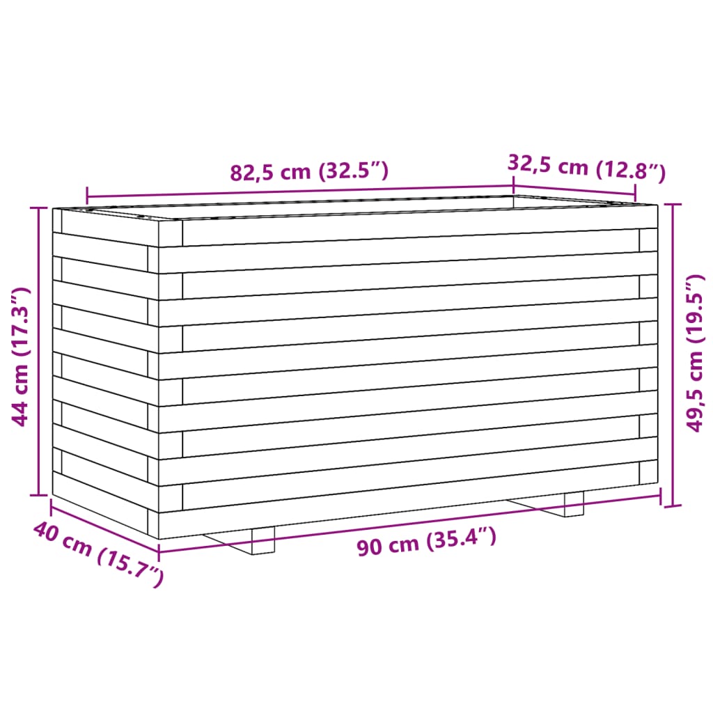 Fioriera da Giardino 90x40x49,5 cm in Legno di Pino Impregnato